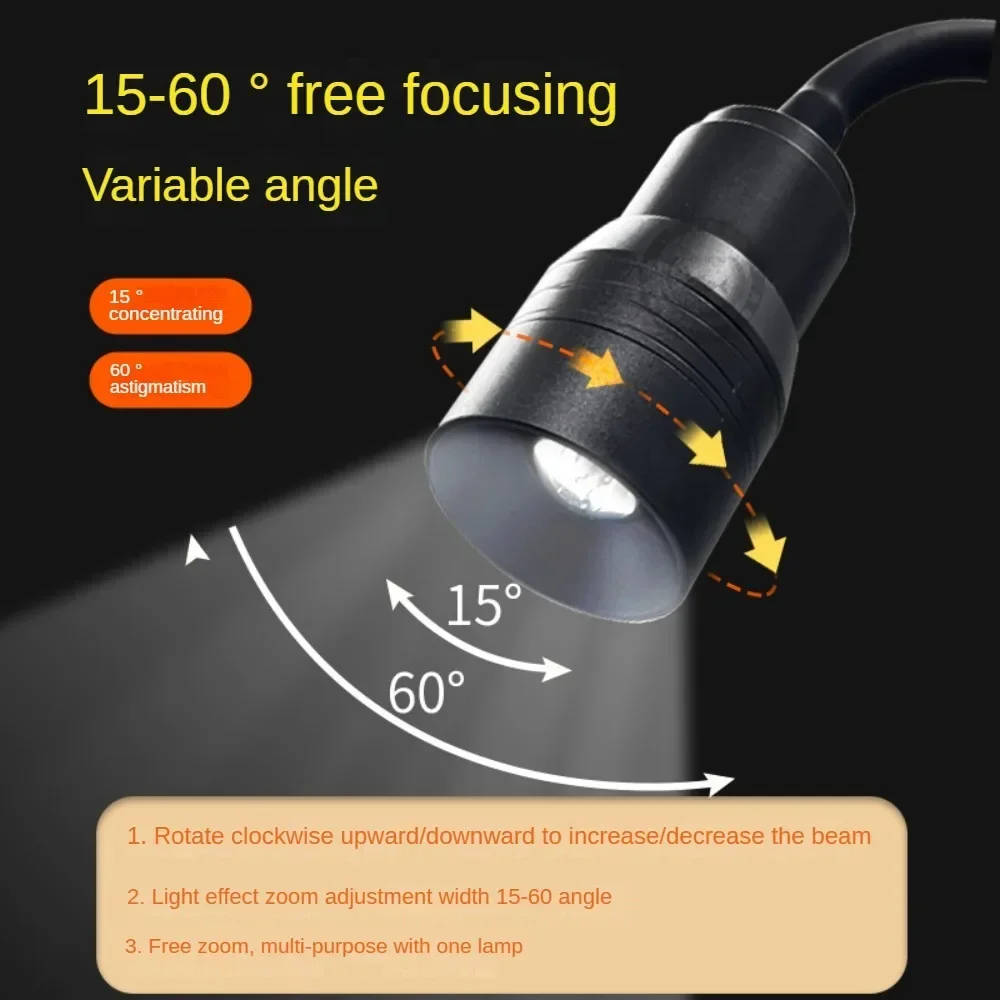 LED Aquarium Lamp 3-Color Fish Tank Spotlight Waterproof Switching Clip Lamp South American Focusing Ornamental Water Plant Lamp