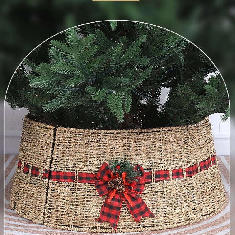 Bild 3: Algenseil gewebt Weihnachtsbaum Kragen Wasser Gras Weihnachtsbaum Rock Rattan Bauernhaus Weihnachtsbaum Zaun und Ständer