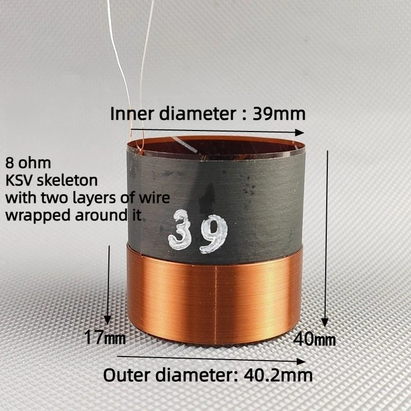 2PC 39mm Speaker Voice Coil Woofer 1.25 Inch Bass Repair Parts High Power With Copper Wire KSV Former