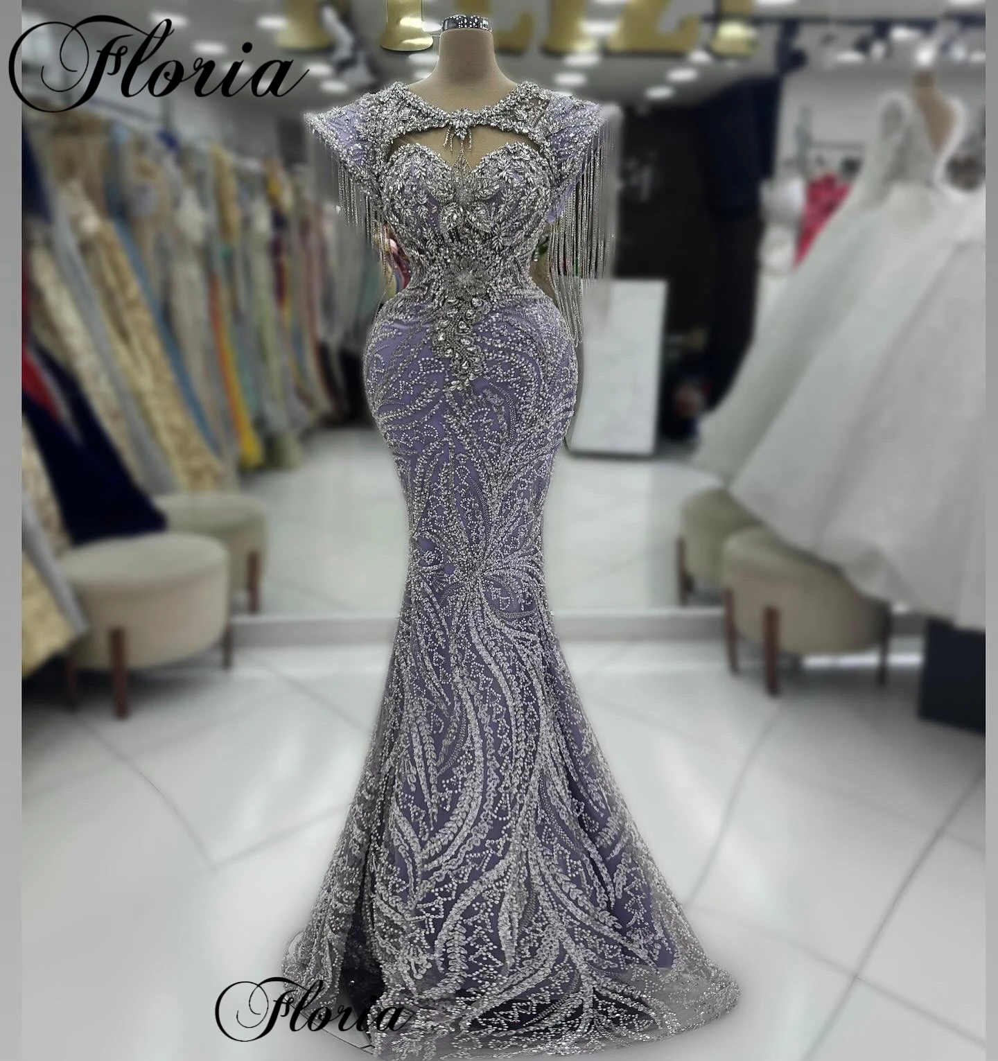 2024 Newest Lavender Prom Dresses Crystals Dubai Celebrity Dresses Women Cocktail Party Dresses Vestidos Femenino Birthday Gowns