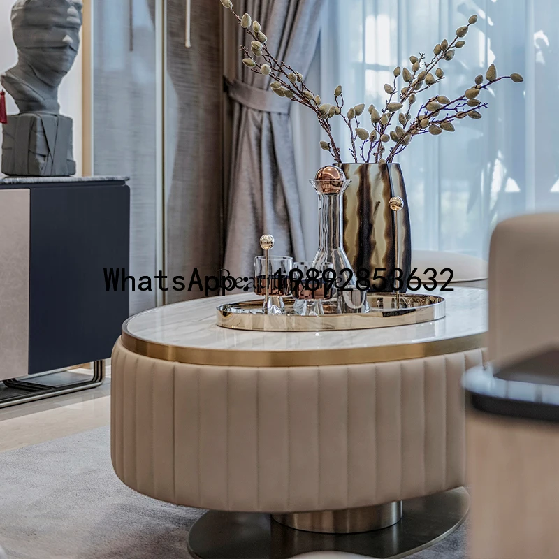 B-3   simple stainless steel round coffee table