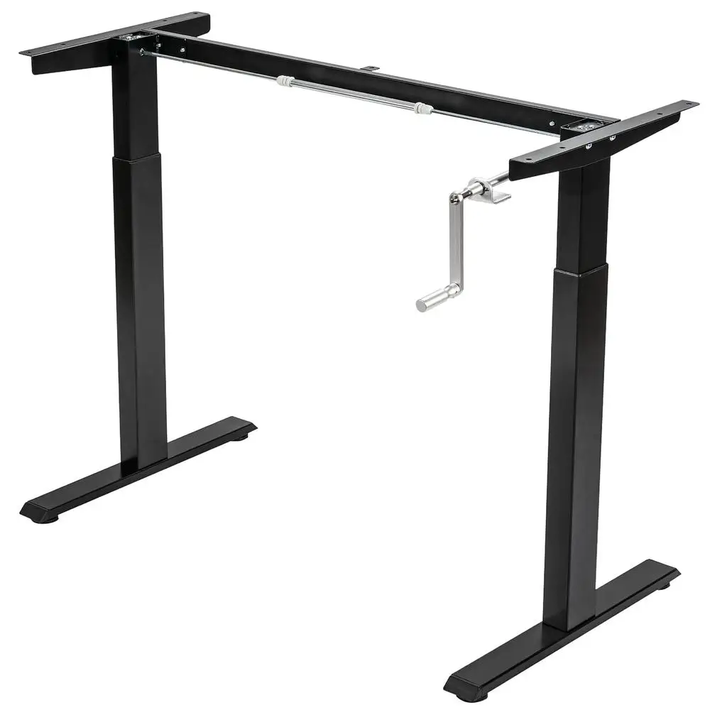Hand Crank Sit to Stand Desk Frame Height Adjustable Standing Base-Black