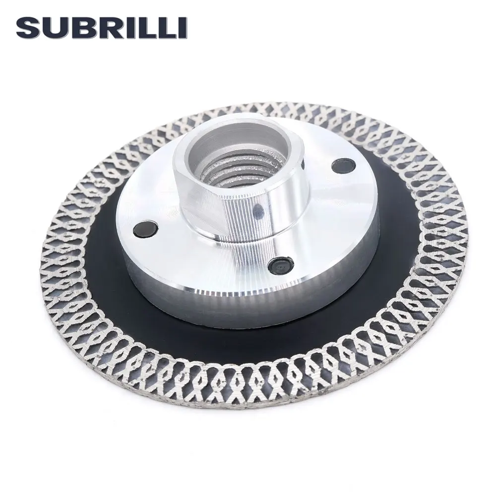 SUBRILLI 75mm Diamond Saw Blade Hot Pressed Mesh Turbo Carving Cutting Disc With Removable Flange M14 5/8-11 For Stone Granite