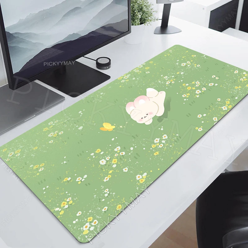 Cute Rabbit Office Mousepads Desk Rug Gamer Mousepad Large Mouse Mat Desk Pads Keyboard Mats Kawaii Pink Mouse Pad 900x400mm