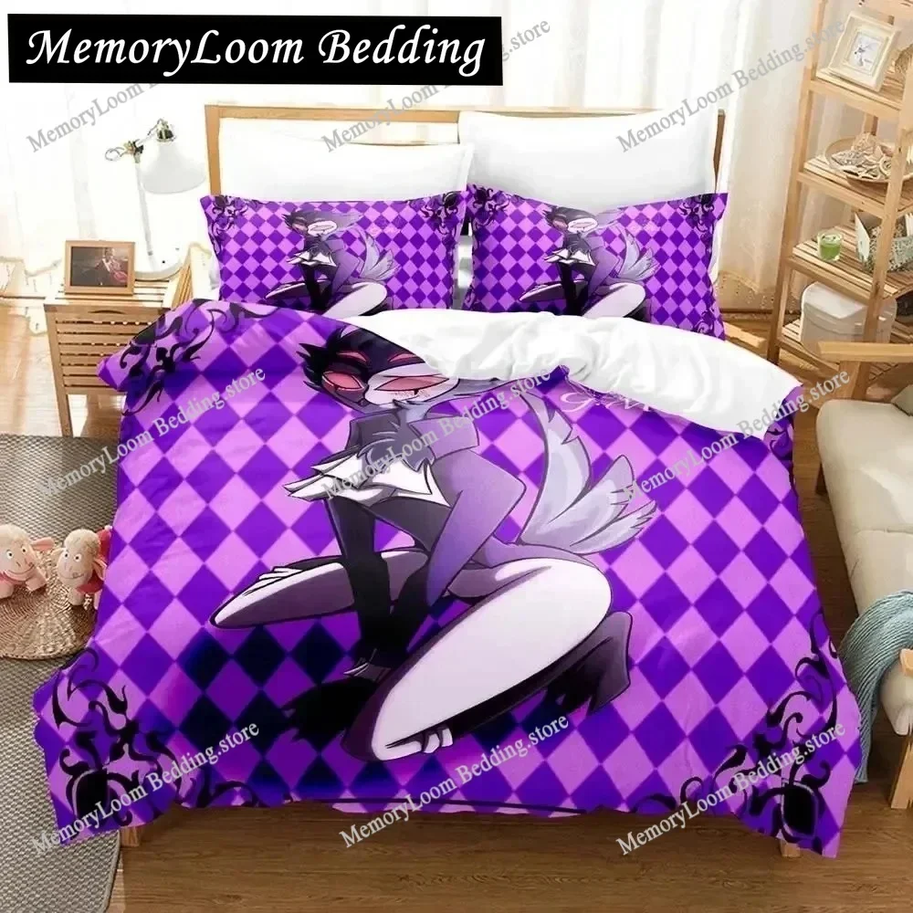 

Anime Theme Cute Stolas Helluva Hazbin Hotels Boss Bedding Set Full/Queen Size Duvet Cover Pillowcase Kids Bedroom Soft Set