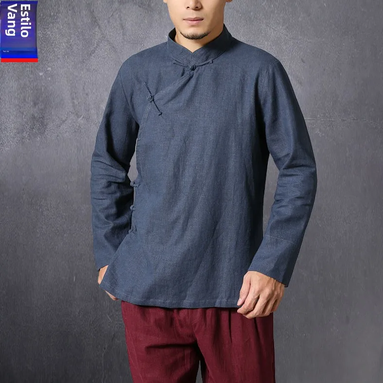 casual-cotton-linen-men's-tang-suit-with-button-decoration-stand-collar-side-buttoned-traditional-chinese-hanfu-style-top-for