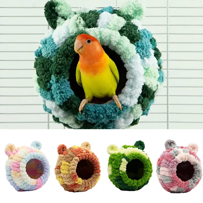 Warm Bird Nest Winter House Hanging Hammock Cage Accessories Plush Hideaway For Parrot Hummingbird Decoration Bird Cages