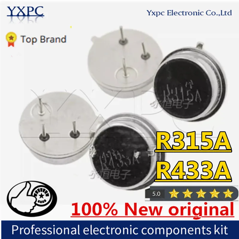 10pcs 315MHz 433MHz Resonator Crystal Oscillator R315A R433A Quartz Through Holes Surface Acoustic Wave Oscillator KIt Round