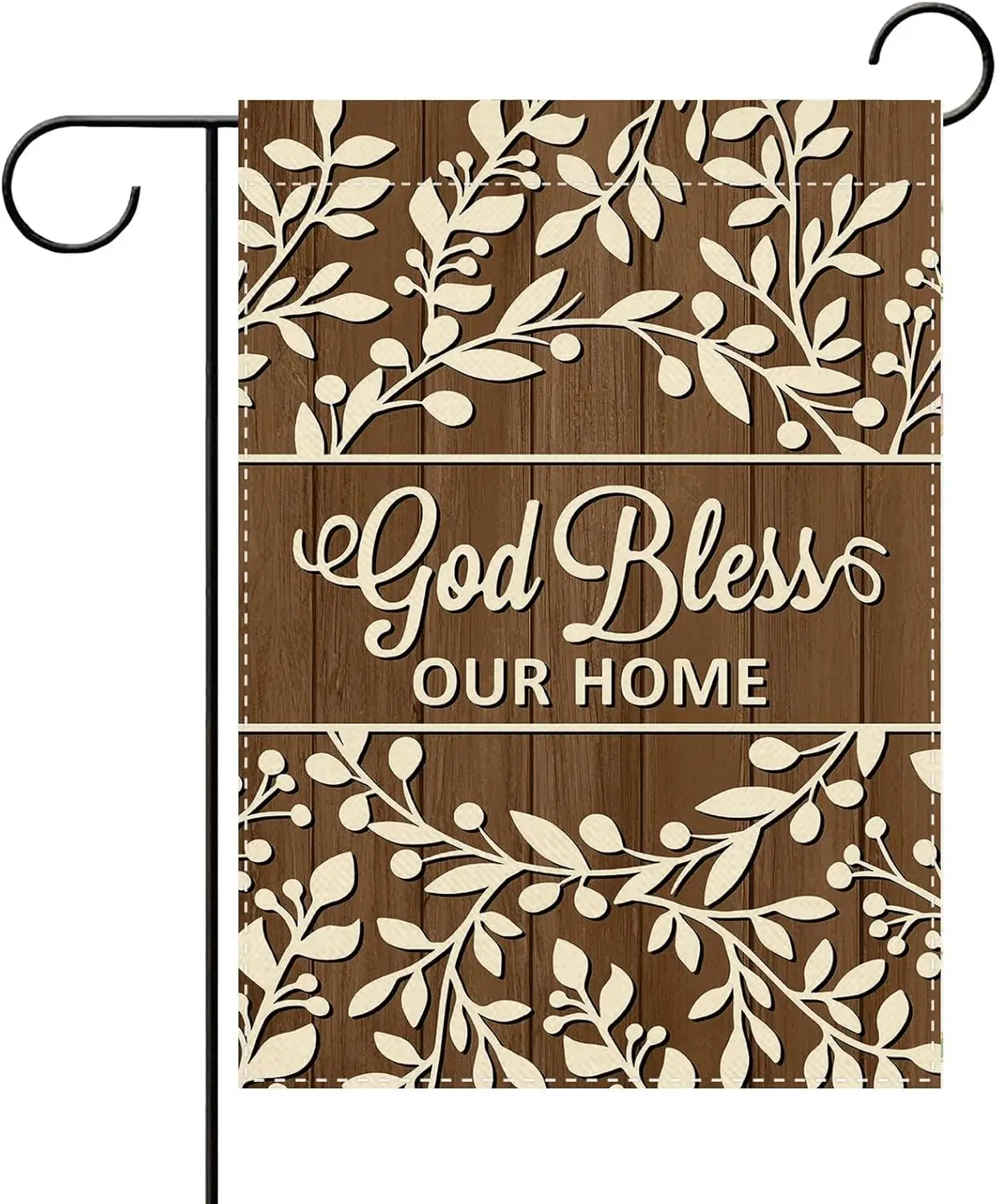 Christian God Bless Our Home Decorative Garden Flag, Religious Leaves Botanical Family Small Yard Outside Decorations, Vinta AAS