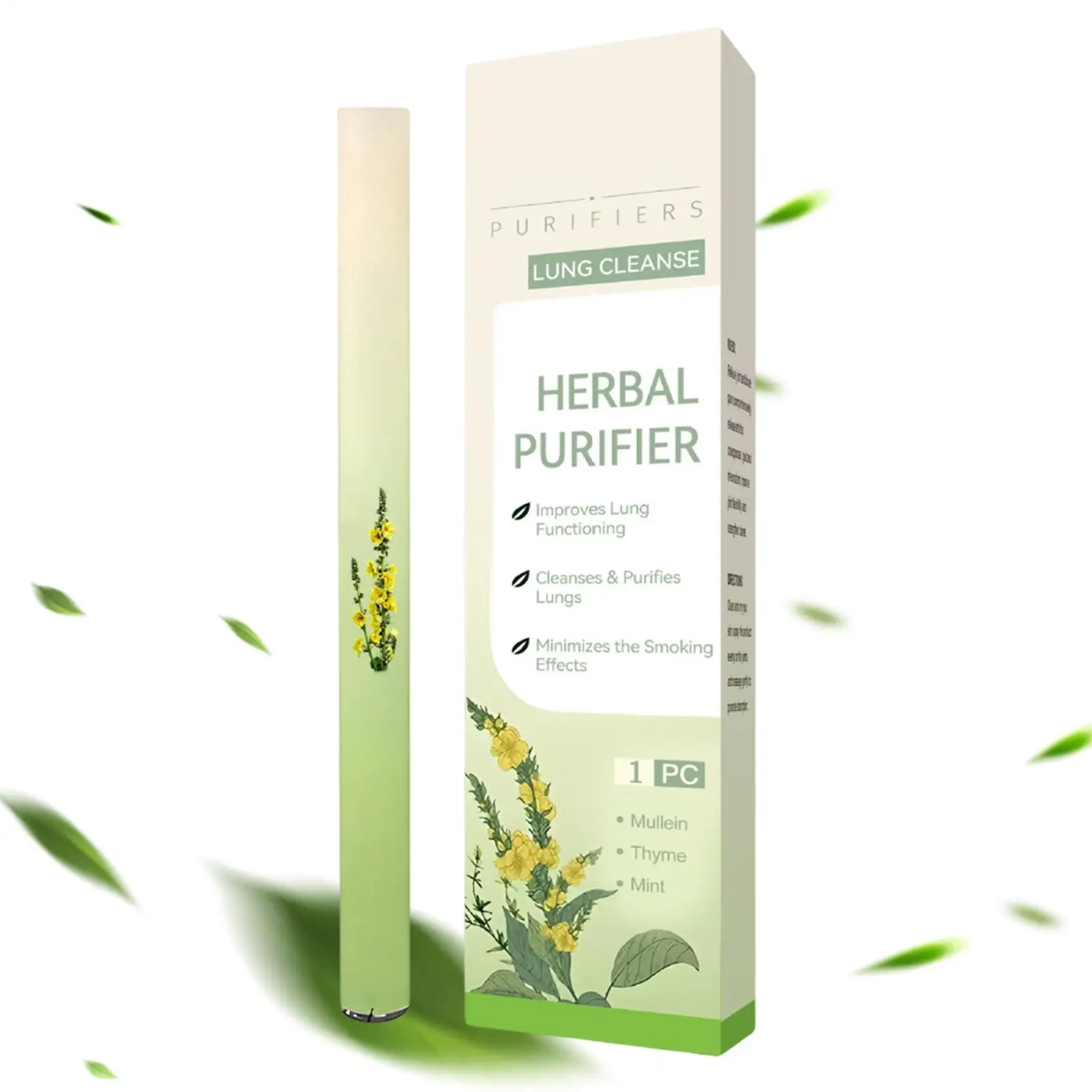Herbal Diffuser Pen Feltwort Natural Lung Cleansing Purifier Aromatherapy Clear Air Inhaler Breathing Improve Health Care Sticks