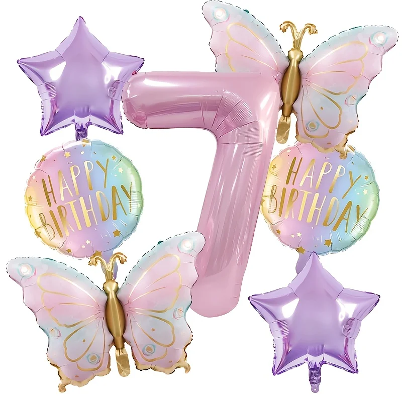 Rosa digitale Schmetterlings-Aluminiumfolienballons und violette Sternballons eignen sich für Schmetterlings-Themenpartys und Geburtstage. – Detail 8
