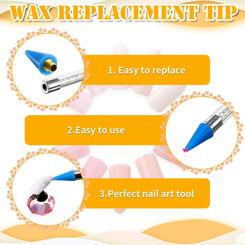 16 Pieces Nail Rhinestones Picker Replacement Head Tips For Nail Dotting Pen To Pick Up Nail Gem Jewelry