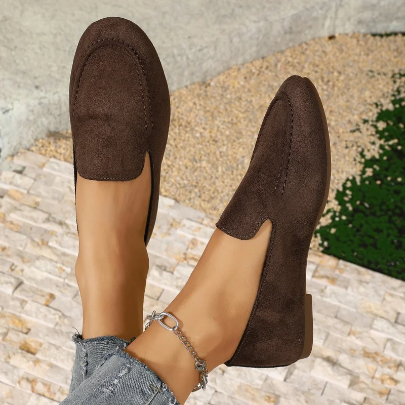 Modische, heiß begehrte, sexy flache Schuhe für Damen, Frühling und Herbst, neue runde Zehenpartie, einfache und bequeme Freizeitschuhe. – Detail 5