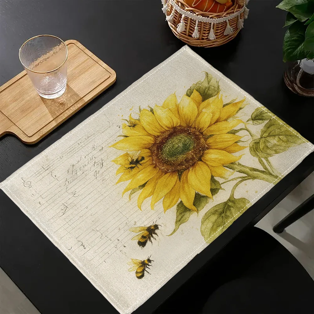 

1 шт., винтажные салфетки с рисунком салата и листьев подсолнечника, реалистичные коврики для овощей 7,3