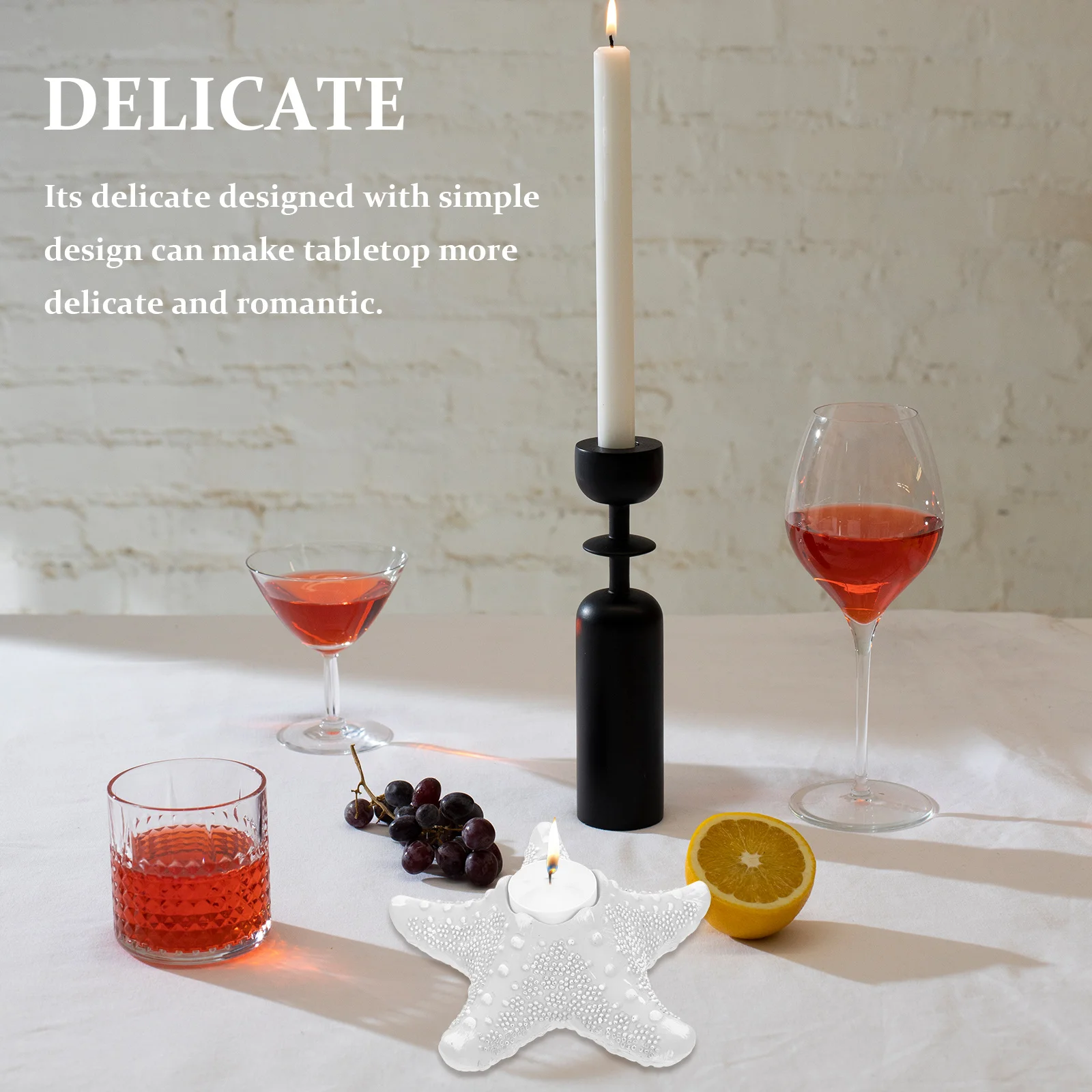 

Creative Resin Sea Star Candleholder Elegant Home Decor Stand for Dining Table Desktop Festival Wedding Decoration