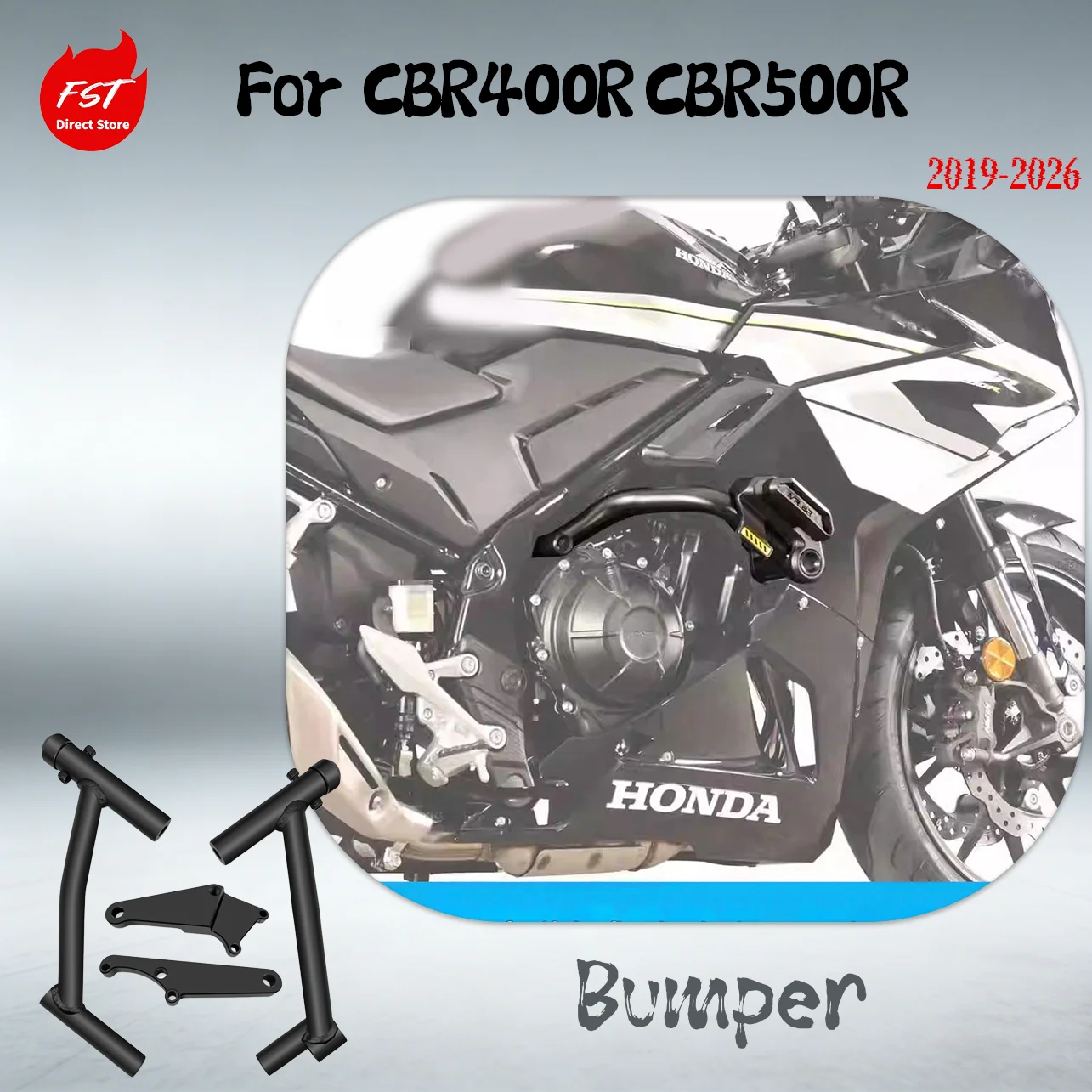 Crash Bars Engine Guard For Honda CBR400R CBR500R 2019-2026, Anti-Fall Bumper Protector With Sliders, Motorcycle Stunt Cage