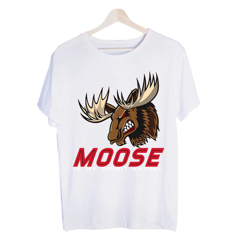Men's Moose Head Graphic Tee, Short Sleeve Crew Neck T-Shirt for Casual Streetwear and Daily Wear