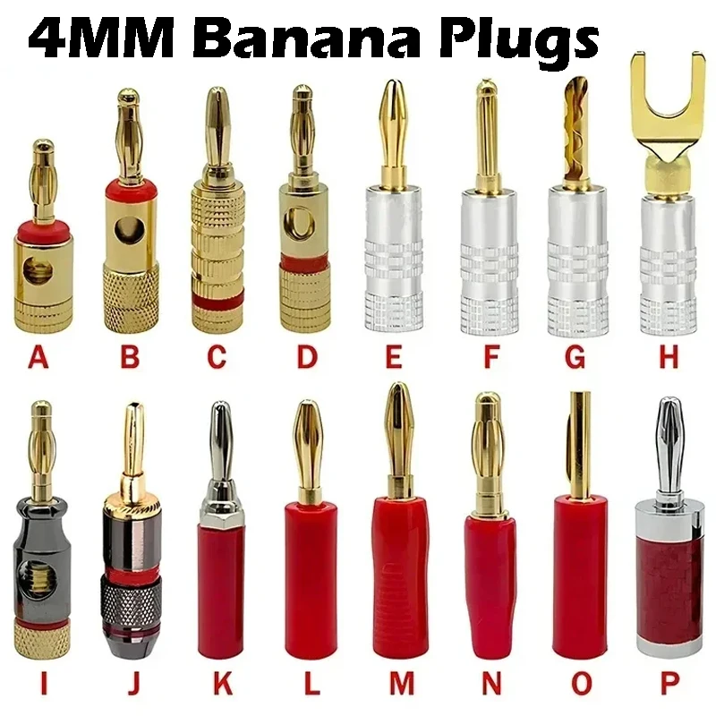 

Banana plugs 24K Gold-plated 4MM Banana Connector with Screw Lock For Audio Jack Speaker Plugs 10/20 pcs