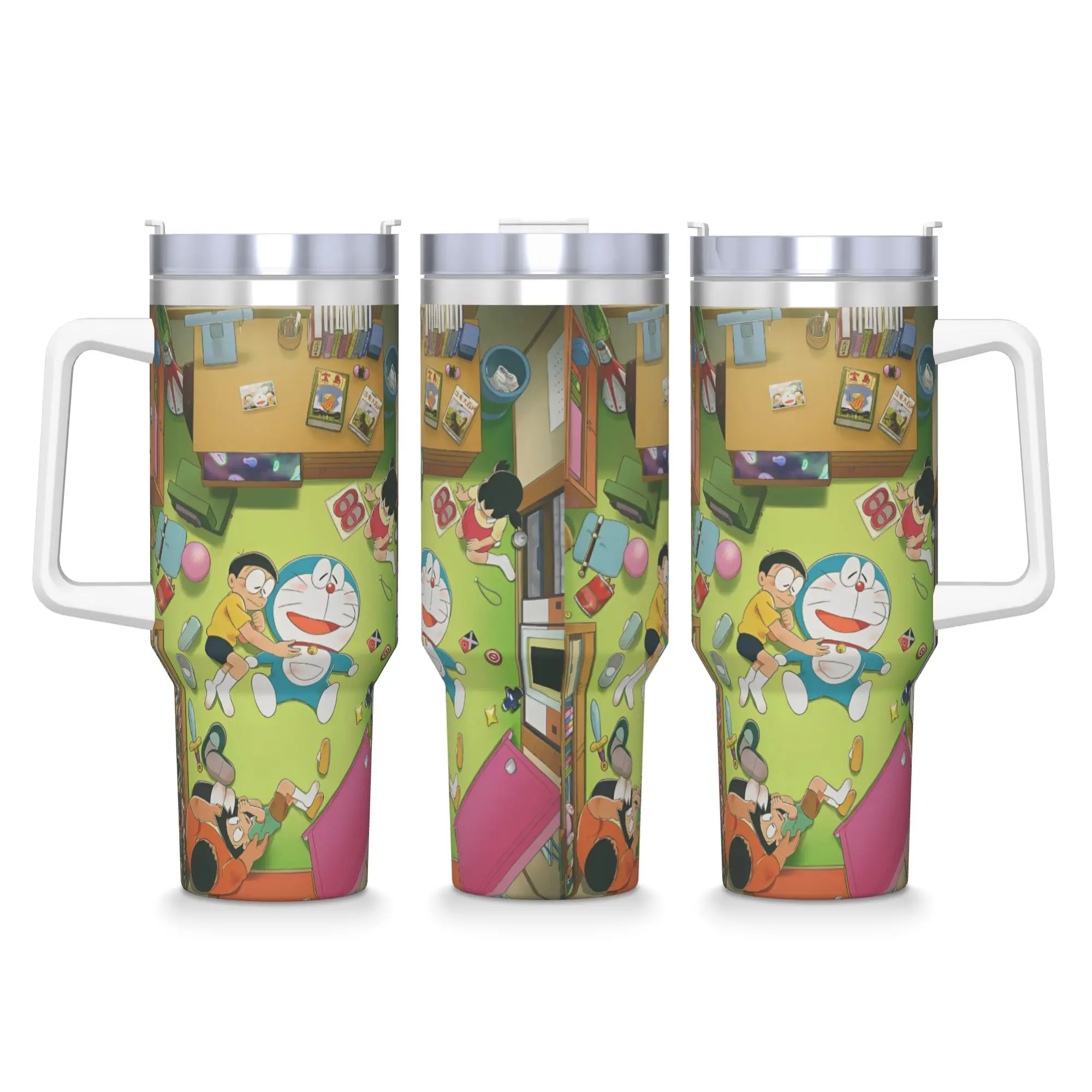 

Cartoon D-Doraemon Stainless Steel Tumbler Thermal Cups With Straws and Lid Large Capacity Mugs Cup Cold and Hot Water Bottle