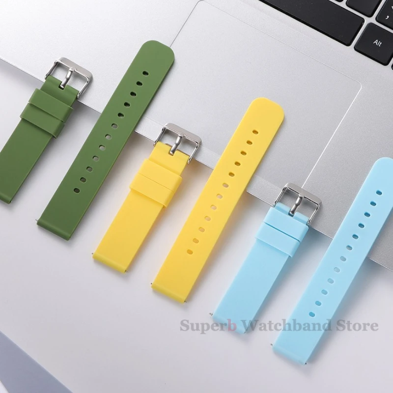 Silicone Watch Band for Samsung Galaxy 18/20/22/24mm Soft Quick Release Rubber Watch Bands for Garmin for Huawei Watch Straps