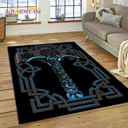 Viking Nordic Odin Valhalla Cartoon Valknut Carpet Rug for Home Living Room Bedroom Sofa Doormat Decor,kid Area Rug Non-slip Mat