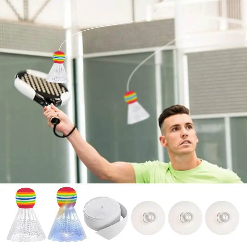 Badminton Practice Set Single Training Complete Badminton Set Height Adjustable Equipment With Elastic Ropes For Kids Adults