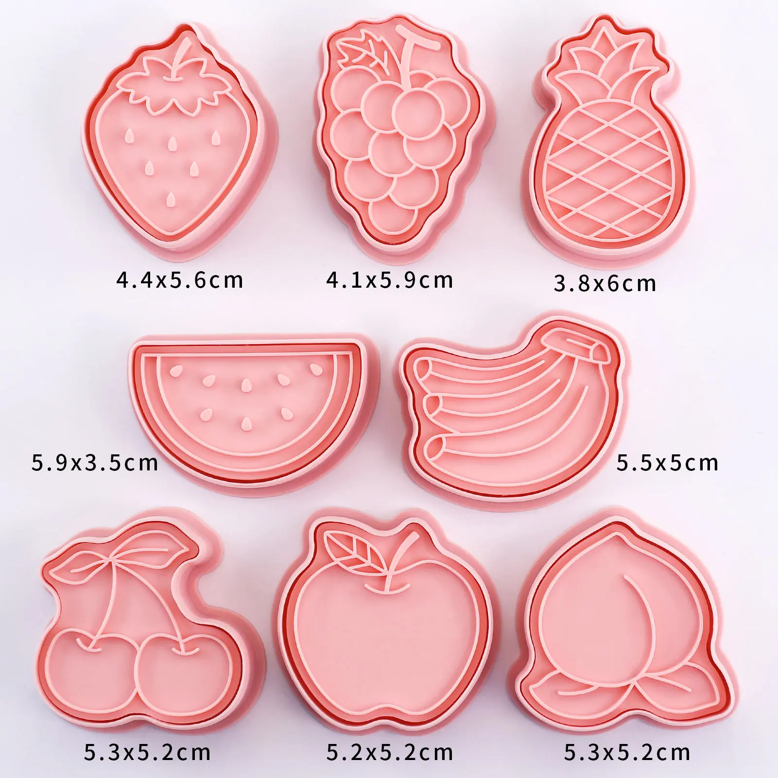 8 Piece Cute Fruits Cookie Cutters Cherry,Peach,Banana,Apple Shape Cookie Molds Cartoon Fun Biscuit Moulds(8-Fruits)