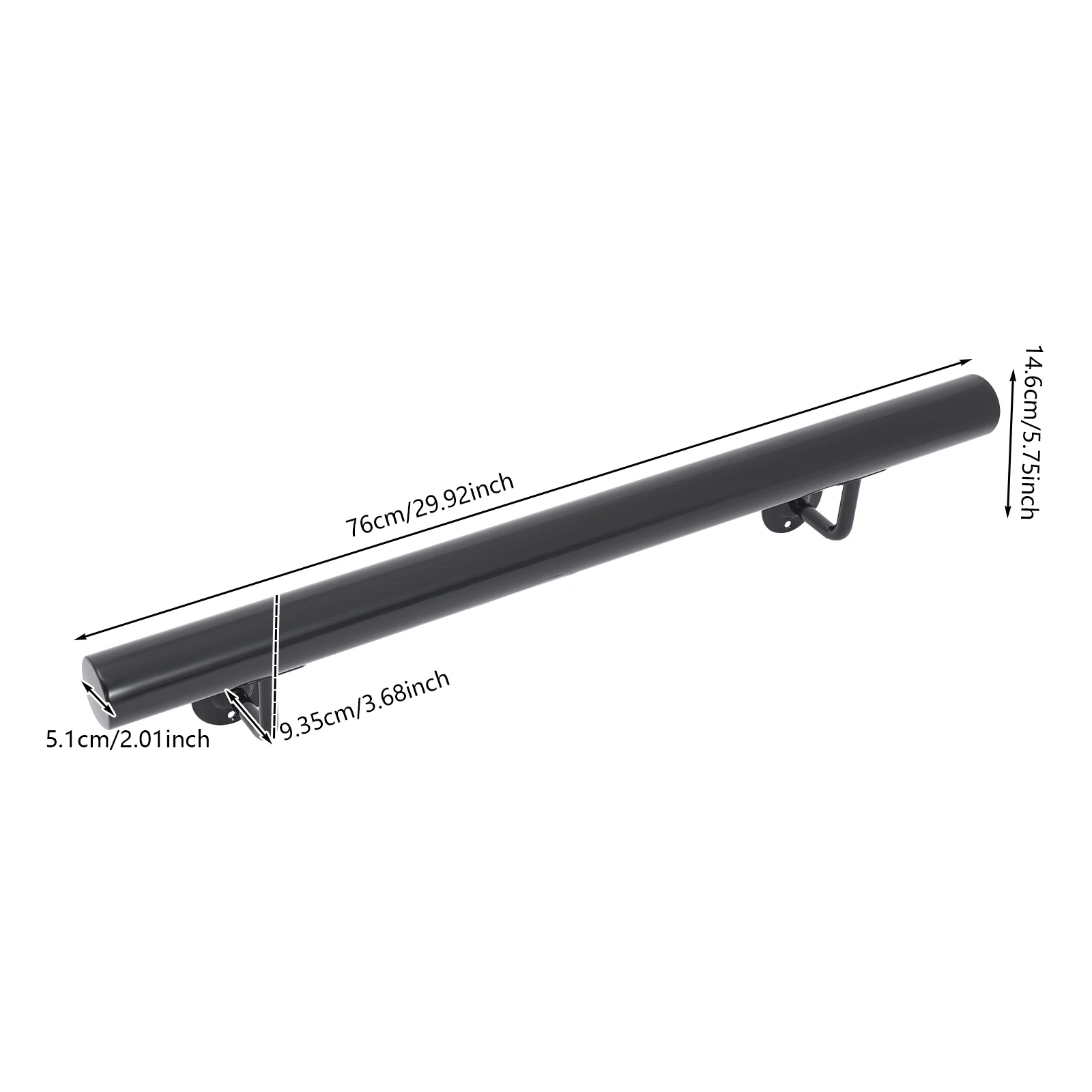 درابزين درج مثبت على الحائط مقاس 29.92*3.68*5.75 بوصة باللون الأسود، درابزين درج من الفولاذ المقاوم للصدأ للمنازل أو المكاتب أو الأماكن العامة #1