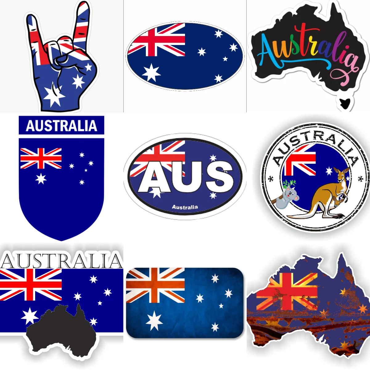 

AUS Australia Flag Map Emblem Creative Waterproof Car Stickers for Car Van Bicycle Window Helmet Window Decoration Accessories