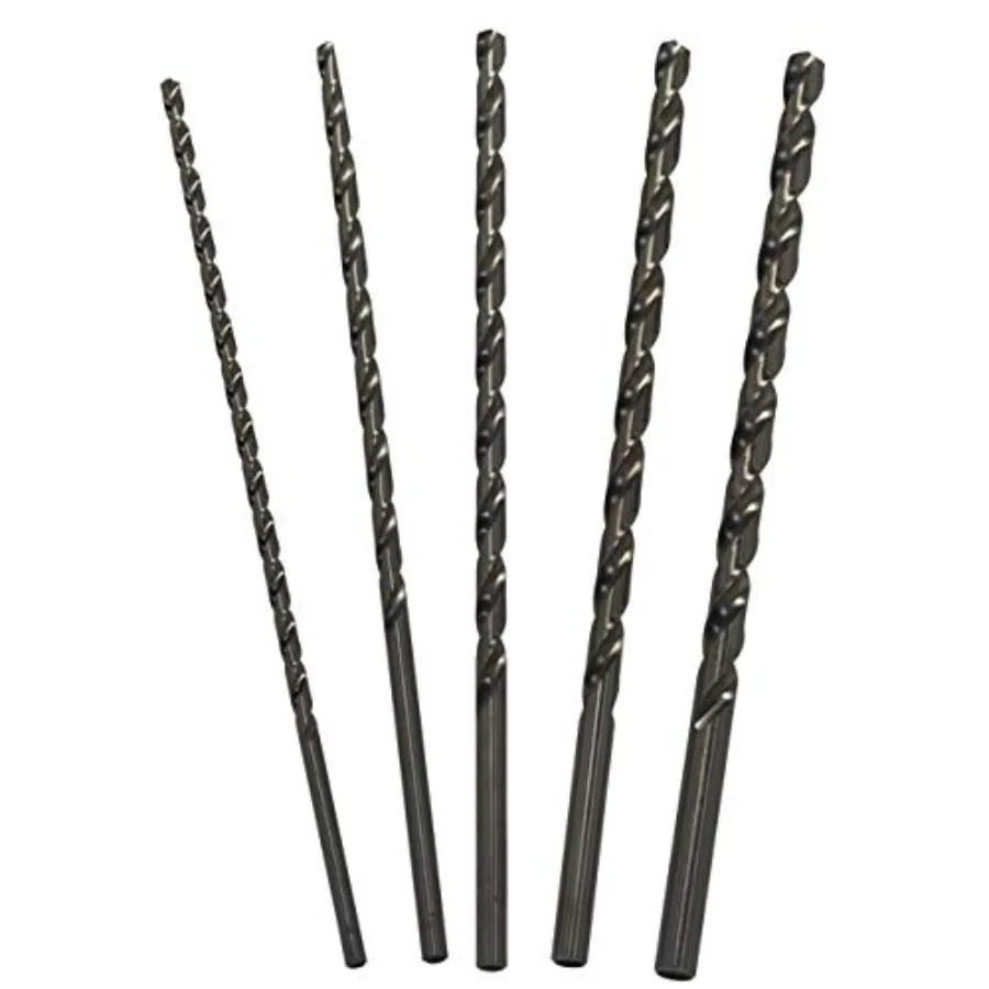 

5 Piece High-Speed Steel Extra-Long Drill Bit Set 1/4 - 1/2" x 12" Long POU Series