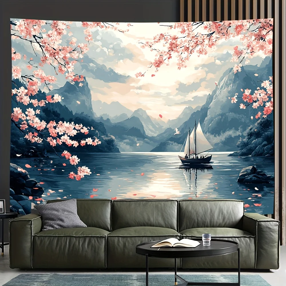 Ukiyo-e style river Digital printing polyester wall hanging tapestry decorative Living room bedrooms Office background gift