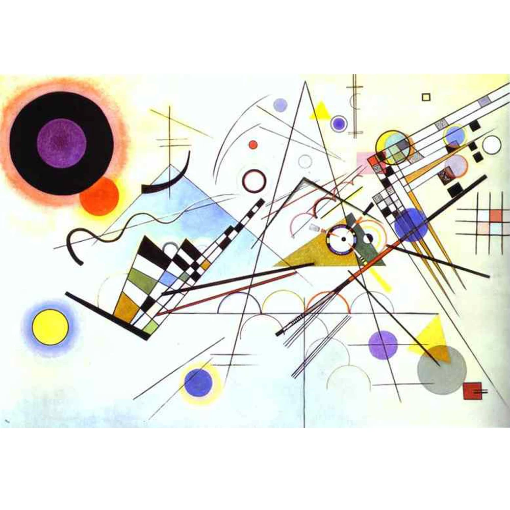 

100% репродукция картины маслом ручной работы на льняном холсте, Состав VIII 1923 года, Василий Кандинский, музейное качество, Абрак