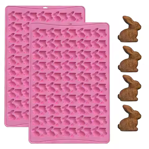 1pc 100 Grid 3D Rabbit Cookie Mold Easter Bunny Silicone Molds for Chocolate Biscuit Baking Tools Easter Party Cake Decoration