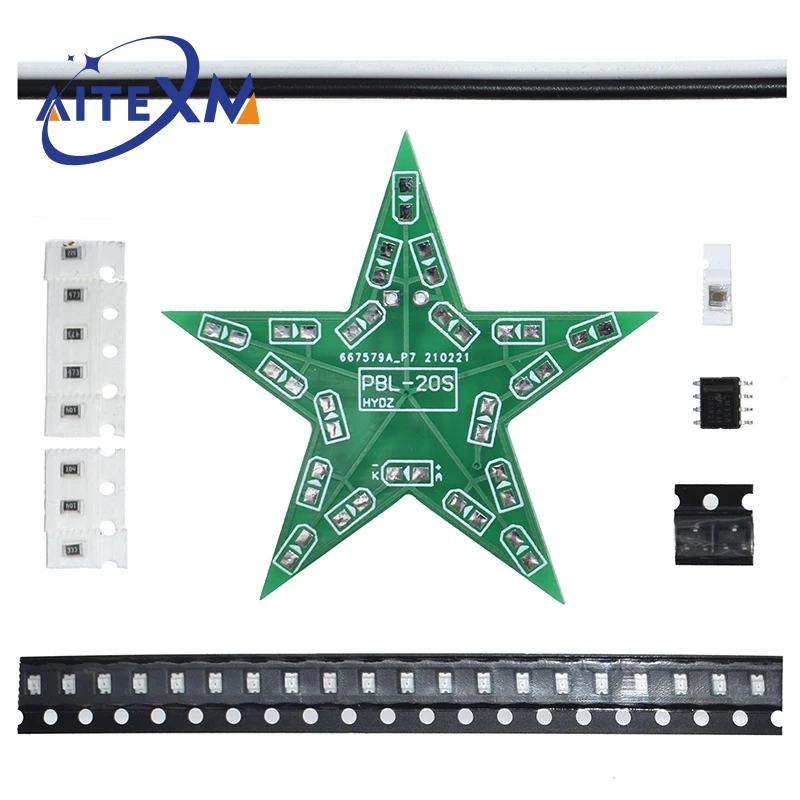 1/3 PCS Training DIY Kit Five-Pointed Star Breathing Light Gradient LED Light for Christmas Soldering Training Red Green Blue