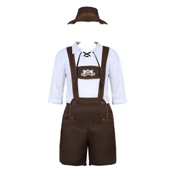 Men's Bavarian Costume Oktoberfest Outfit Lederhosen Mens Costume Beer Fancy Dress Halloween Costumes for Men Cosplay Disguise