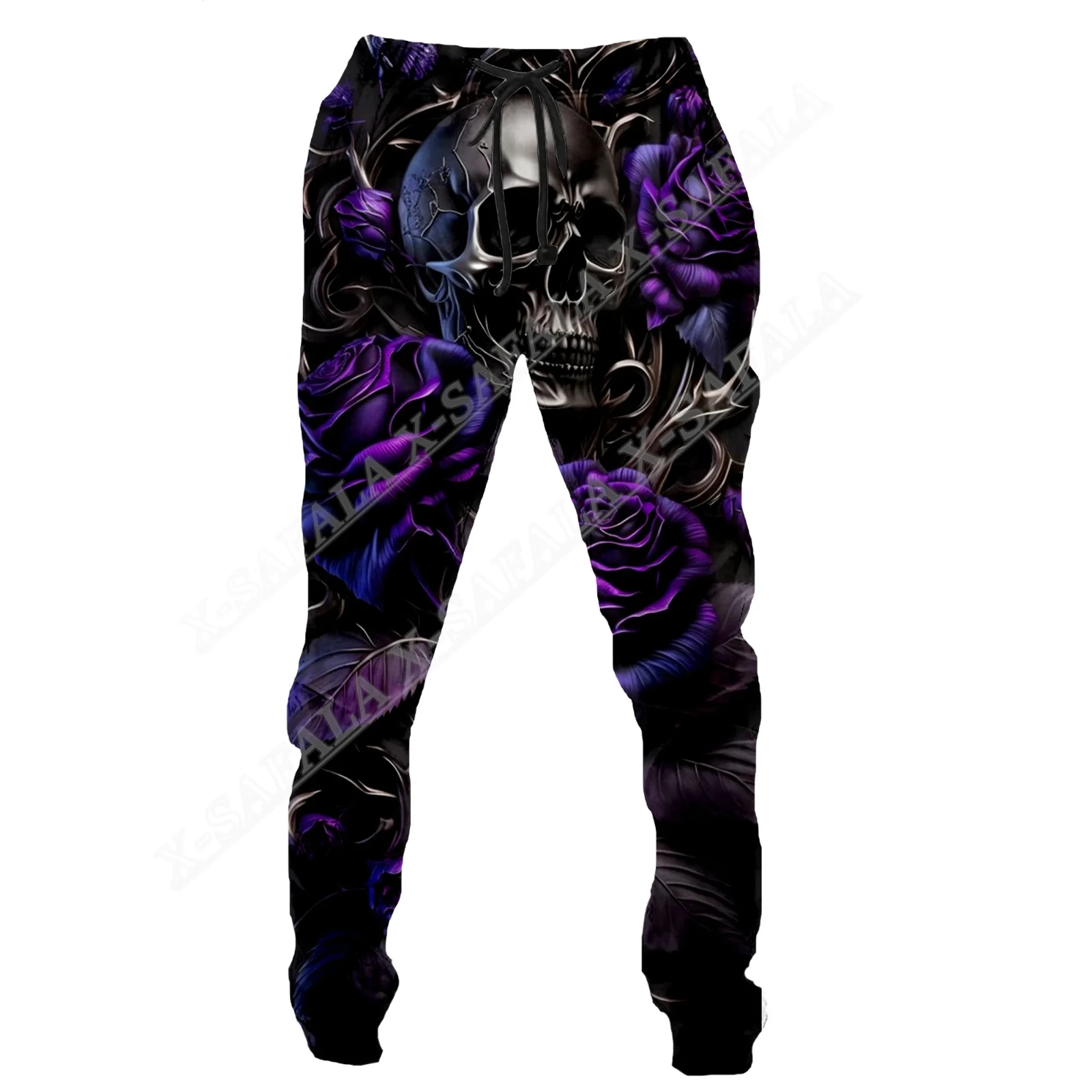 Schädel lange Hosen Männer Jogging hose dunkle Rose 3D-Druck Kordel zug Jogger Streetwear Frühling Herbst Sport hose für Mann Kleidung