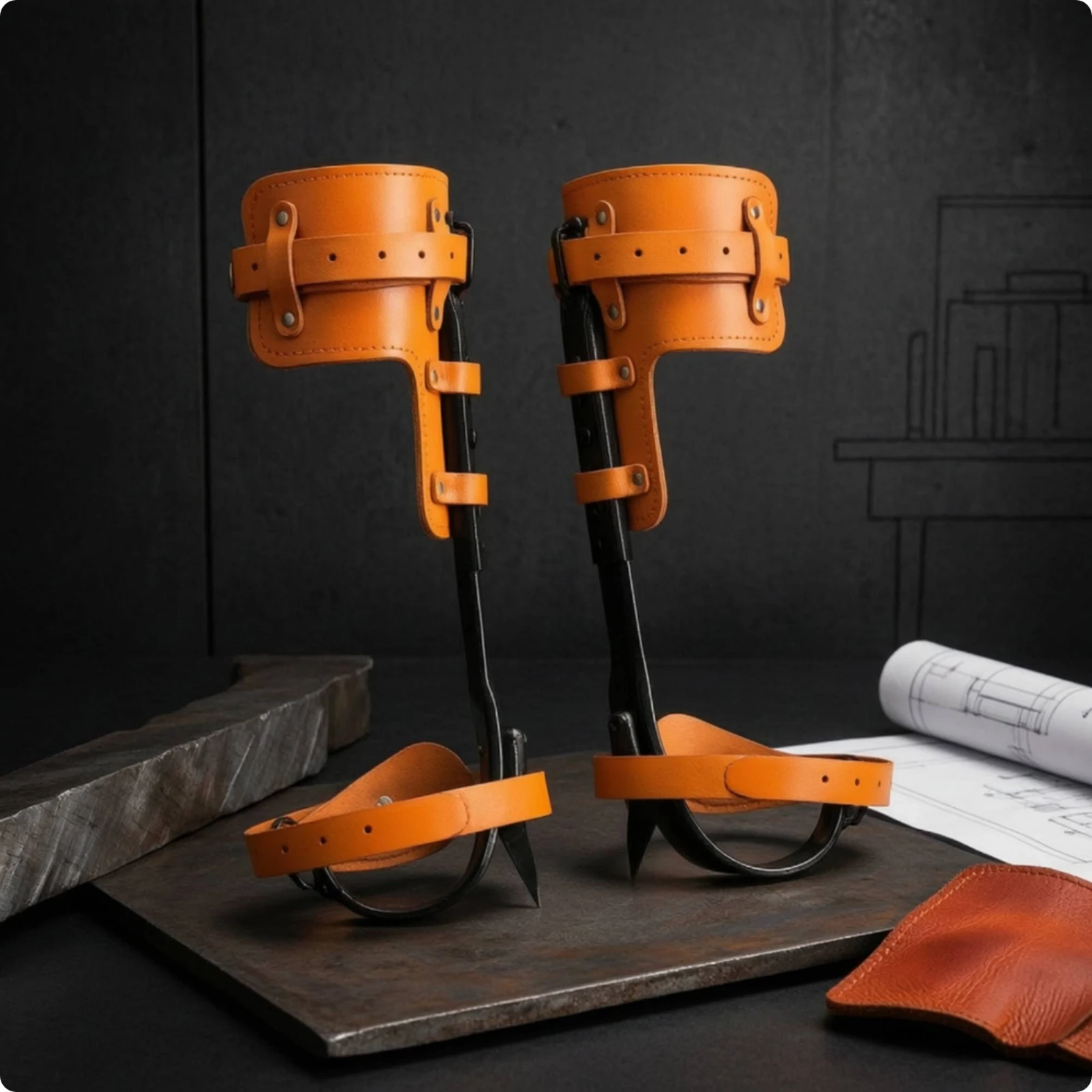 Tree Climbing Spurs with Cowhide Leather Straps Padded Tree Climbing Spikes with Cowhide Leather Straps Gear Anti-Rust