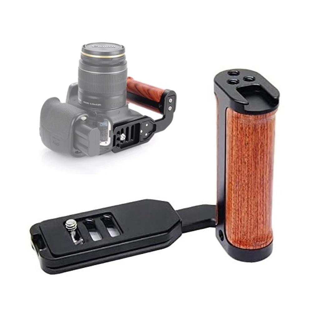 Ergonomic Wooden Side Handle L Bracket Camera Hand Holder Quick Release Plate Vertical Shoot Grip for Canon Sony Nikon Fujifilm