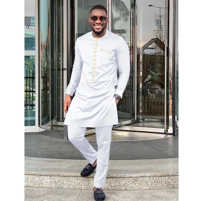 Men Dashiki African 2 Pieces African Wedding Outfit Men White African Clothes Men Africa Clothing Aliexpress