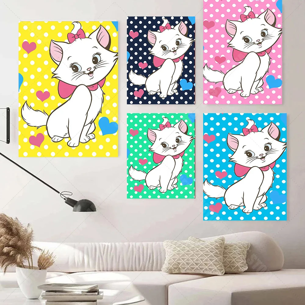 Canvas Painting Disney The Aristocats Cartoon Marie Cat Wall Art Painting Posters Prints For Bedroom Background Wall Decoration