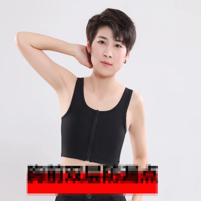 Chest Breast Binder Trans Crop Top Bandage Front Zipper Flat Breast Mesh Back Corset Stretch Body Shaping Les Female Bra Tank