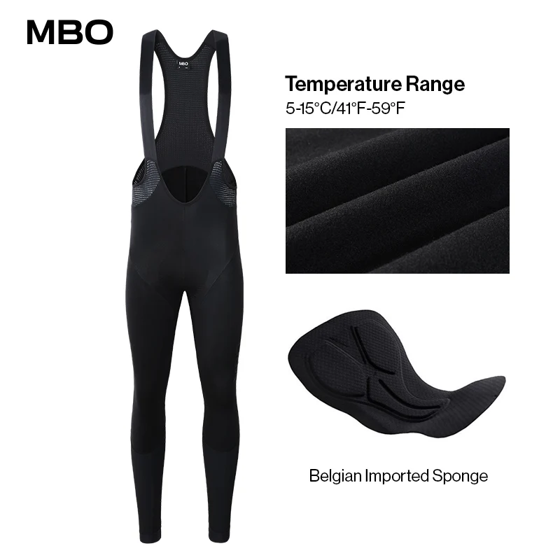 

MBO Men's Thermal Bib Tights Windproof Bicycle Tights MTB Road Bike Clothes Supports 5 Hours Belgium Pad Long Distance Twilight