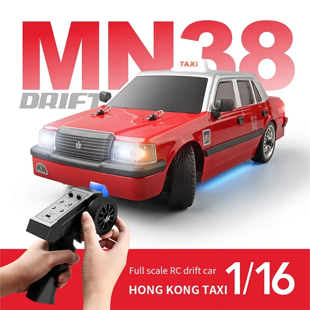 MN38 1/16 Remote Control Drift HongKong Taxi Controllable Atmosphere Lamp Simulated Drift Posture Toy Car