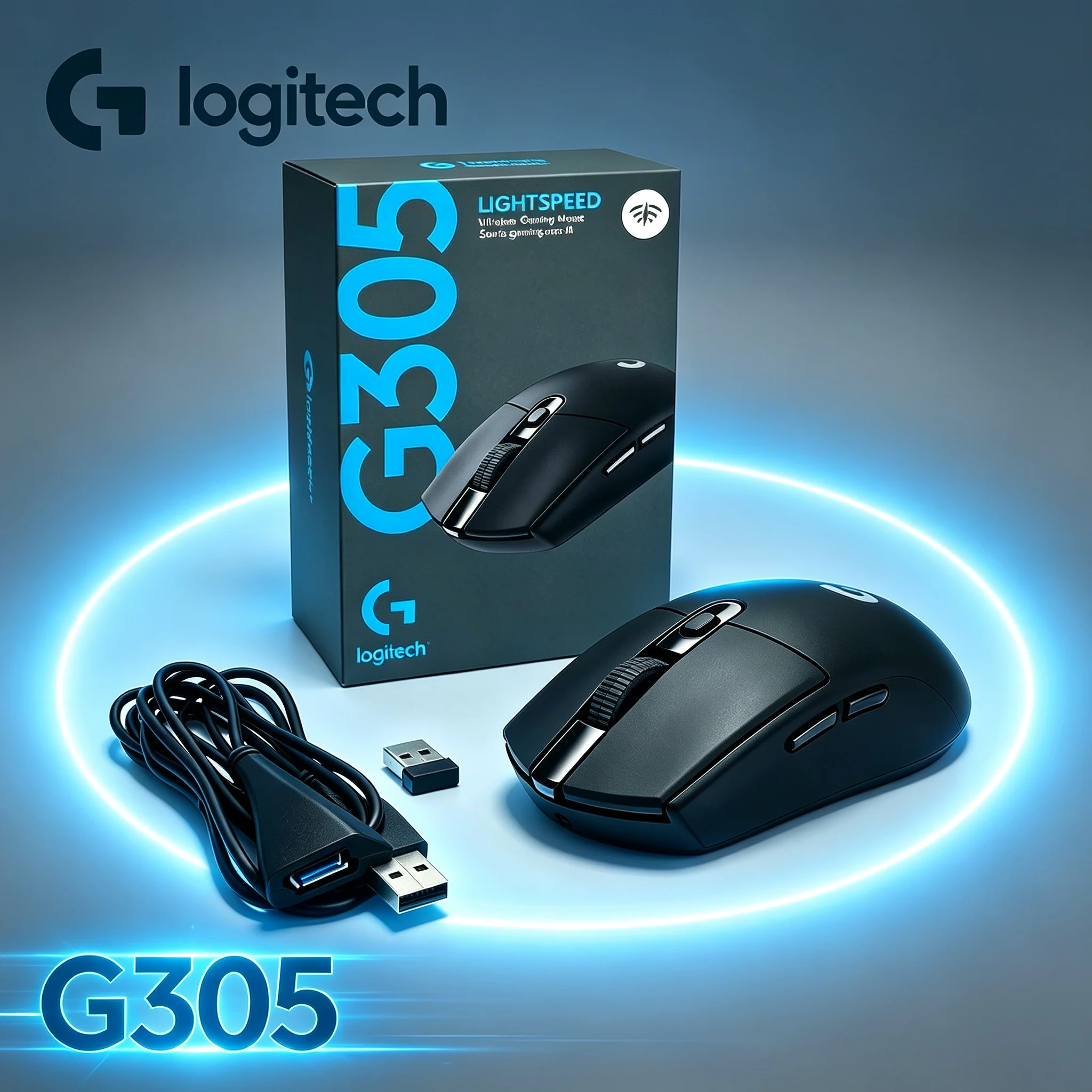 Logitech G305 Wireless Gaming Mouse Full Set Including Transfer Adapter Cable Comfortable Palm Grip Mice For Home PC Office And