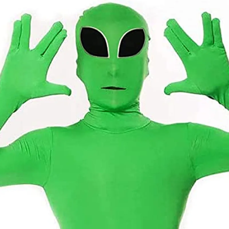 Halloween Kids Adult ET Alien Cosplay Costume Zentai Jumpsuits Green ET Alien Mascot Carnival Masquerade Bodysuit Suit