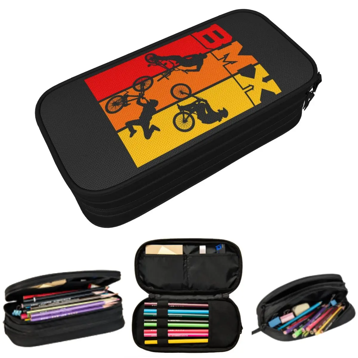 

BMX Rider Themed Pencil Case for Boys Girls Gifts Pen Box Pencil Bag Stationery Supplies Pen Holder Bag