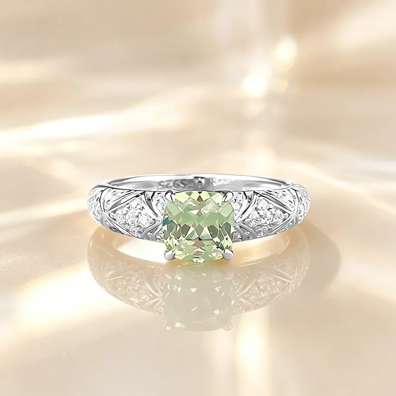 

Apaison Sparkling 6x6 mm Lab Grown Diamond Rings for Women - Wedding Engagement Anniversary 925 Sterling Silver Jewelry Gift
