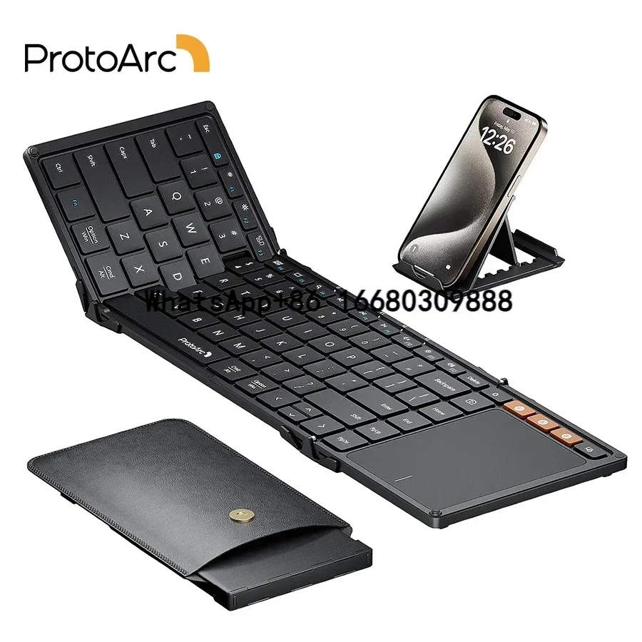 ProtoArc XK01 TP Foldable Keyboard with Touchpad Folding Bluetooth Travel Keyboards for iPad iPhone Laptop PC Tablets