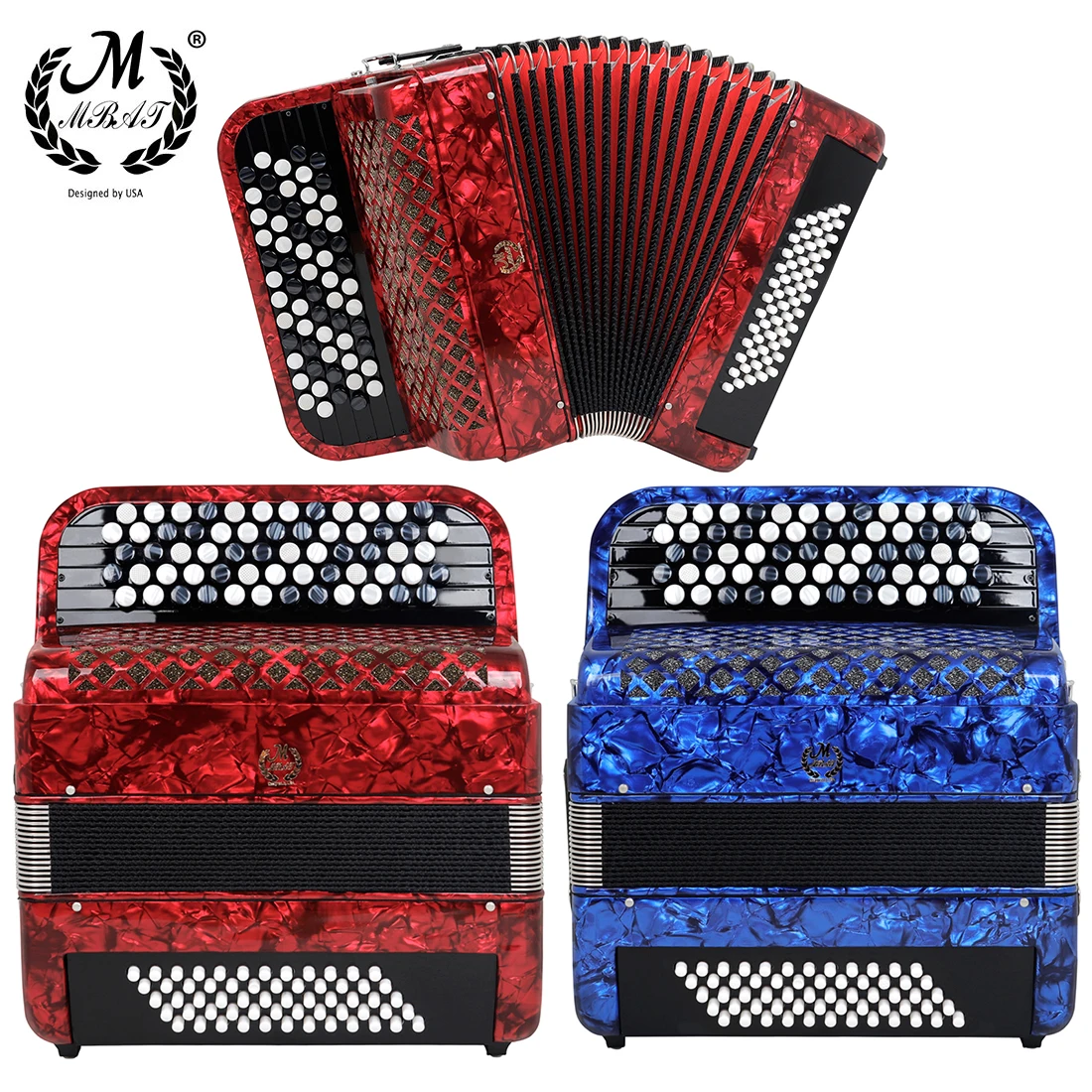 M MBAT Accordion 37 Keys 60 Bass Keys Keyboard Bayan Accordion with Backpack Shoulder Strap Keyboard Instrument For Music Lovers