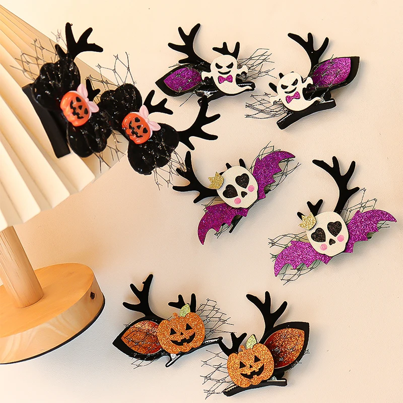 Creative Halloween Evil Pumpkin Antlers Funny Bats Children's Witches Dress Up Hairpins Adult Festival Party Hair Accessories